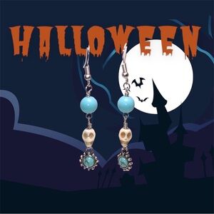 Skulls & Such Teal Drop Earrings